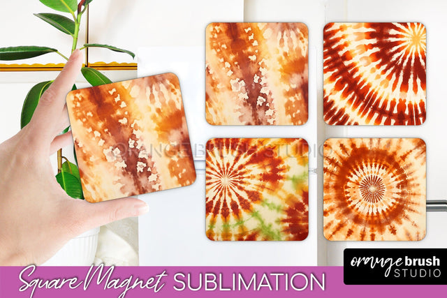 Autumn Tie Dye Magnet Sublimation - Fall Magnet PNG Sublimation OrangeBrushStudio 