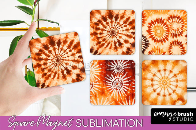 Autumn Tie Dye Magnet Sublimation - Fall Magnet PNG Sublimation OrangeBrushStudio 