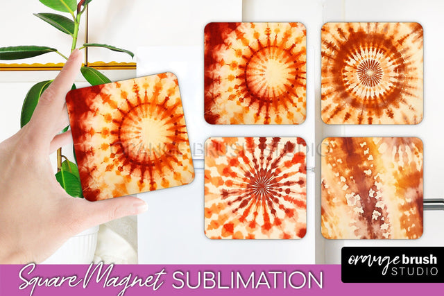 Autumn Tie Dye Magnet Sublimation - Fall Magnet PNG Sublimation OrangeBrushStudio 