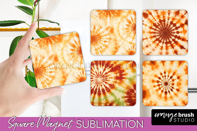 Autumn Tie Dye Magnet Sublimation - Fall Magnet PNG Sublimation OrangeBrushStudio 
