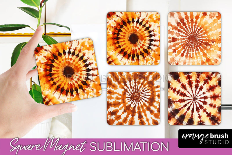 Autumn Tie Dye Magnet Sublimation - Fall Magnet PNG Sublimation OrangeBrushStudio 
