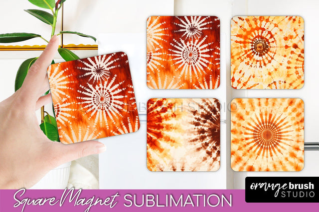 Autumn Tie Dye Magnet Sublimation - Fall Magnet PNG Sublimation OrangeBrushStudio 