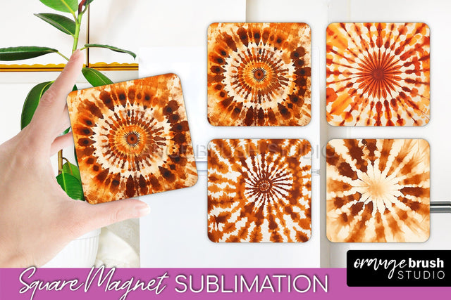 Autumn Tie Dye Magnet Sublimation - Fall Magnet PNG Sublimation OrangeBrushStudio 