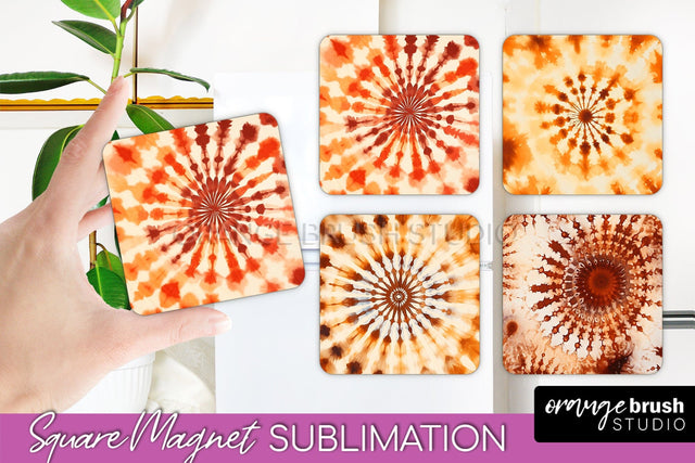 Autumn Tie Dye Magnet Sublimation - Fall Magnet PNG Sublimation OrangeBrushStudio 