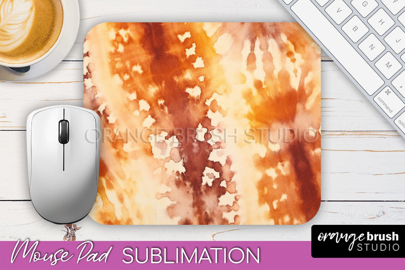 Autumn Tie Dye Mouse Pad Design - Fall Mousepad Sublimation Sublimation OrangeBrushStudio 