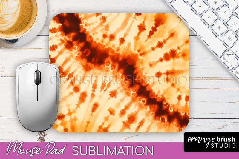 Autumn Tie Dye Mouse Pad Design - Fall Mousepad Sublimation Sublimation OrangeBrushStudio 