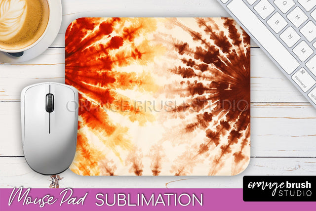 Autumn Tie Dye Mouse Pad Design - Fall Mousepad Sublimation Sublimation OrangeBrushStudio 