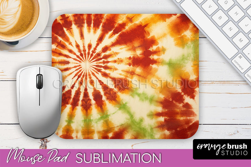Autumn Tie Dye Mouse Pad Design - Fall Mousepad Sublimation Sublimation OrangeBrushStudio 