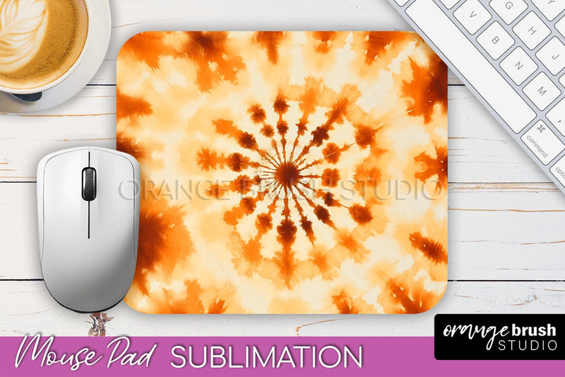 Autumn Tie Dye Mouse Pad Design - Fall Mousepad Sublimation Sublimation OrangeBrushStudio 