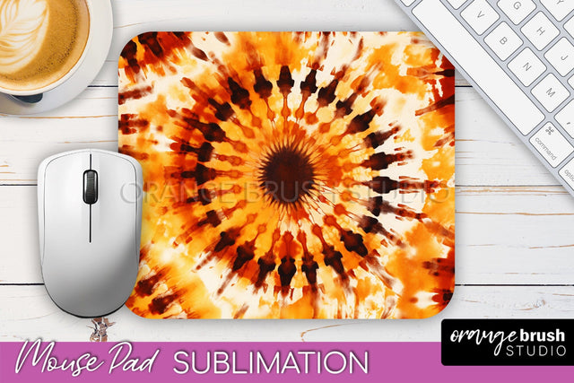 Autumn Tie Dye Mouse Pad Design - Fall Mousepad Sublimation Sublimation OrangeBrushStudio 