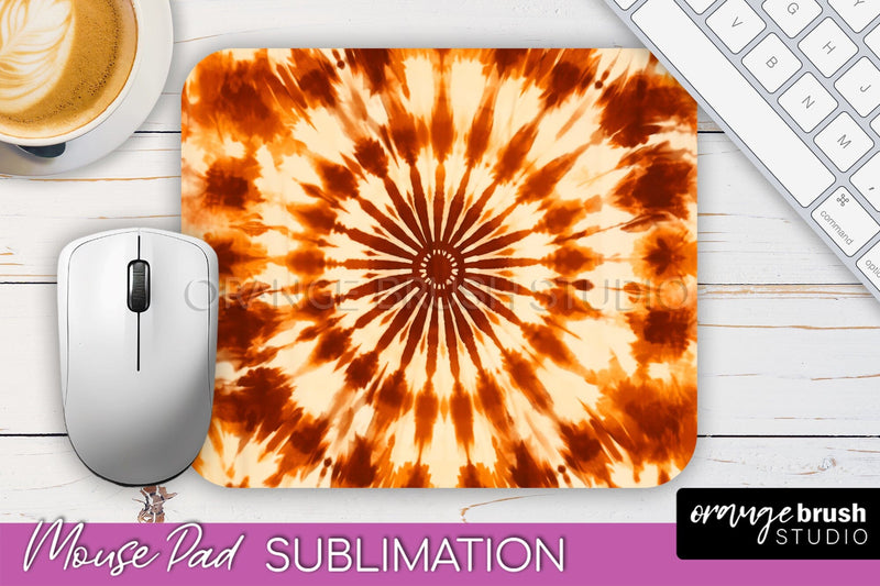 Autumn Tie Dye Mouse Pad Design - Fall Mousepad Sublimation Sublimation OrangeBrushStudio 