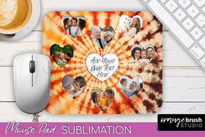 Autumn Tie Dye Photo Frame Mouse Pad PNG, Add Your Picture Sublimation OrangeBrushStudio 