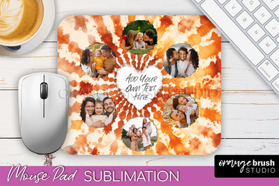 Autumn Tie Dye Photo Frame Mouse Pad PNG, Add Your Picture Sublimation OrangeBrushStudio 