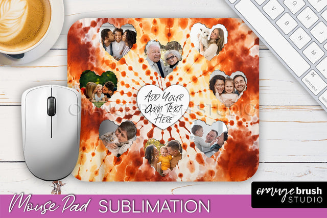 Autumn Tie Dye Photo Frame Mouse Pad PNG, Add Your Picture Sublimation OrangeBrushStudio 