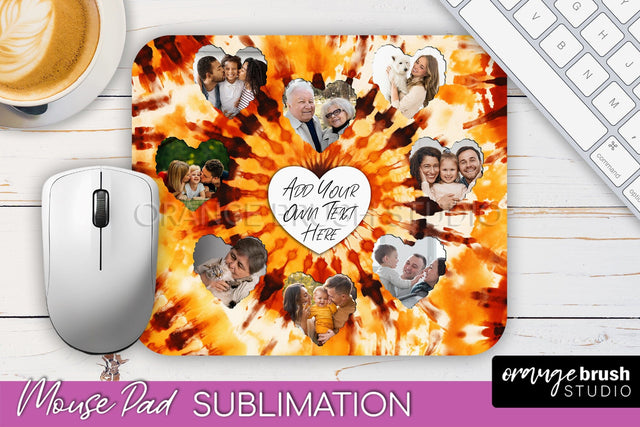 Autumn Tie Dye Photo Frame Mouse Pad PNG, Add Your Picture Sublimation OrangeBrushStudio 