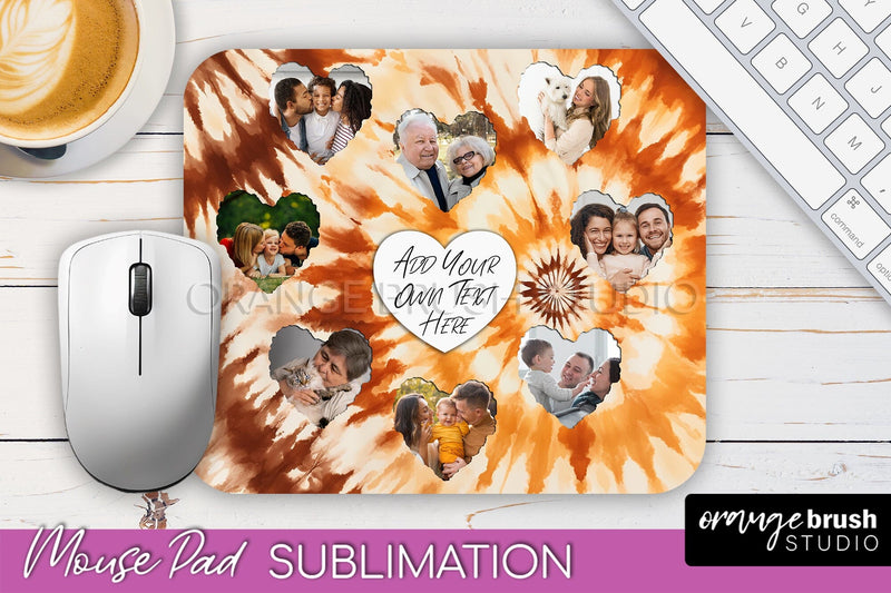 Autumn Tie Dye Photo Frame Mouse Pad PNG, Add Your Picture Sublimation OrangeBrushStudio 