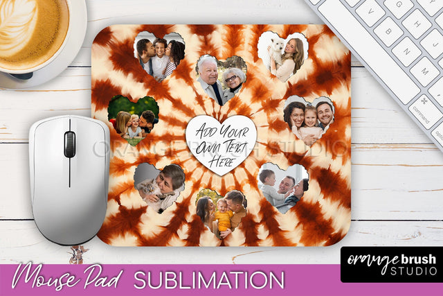 Autumn Tie Dye Photo Frame Mouse Pad PNG, Add Your Picture Sublimation OrangeBrushStudio 