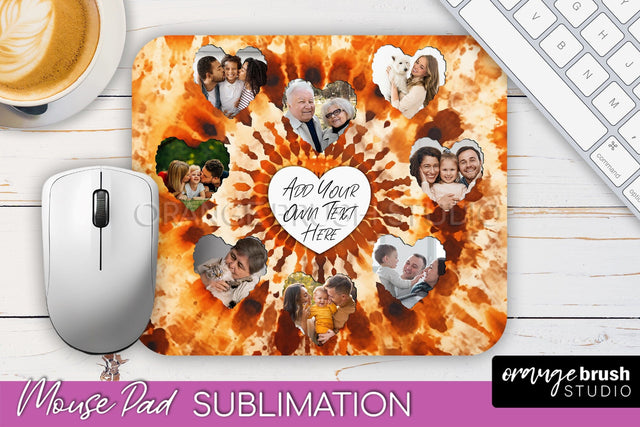 Autumn Tie Dye Photo Frame Mouse Pad PNG, Add Your Picture Sublimation OrangeBrushStudio 