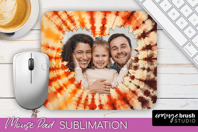 Autumn Tie Dye Photo Frame Mouse Pad PNG, Add Your Picture Sublimation OrangeBrushStudio 