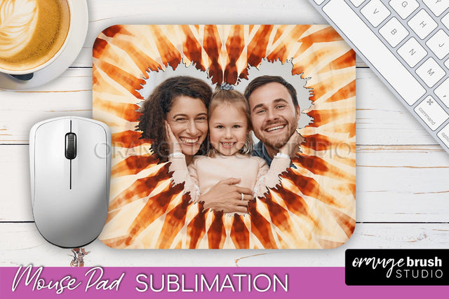 Autumn Tie Dye Photo Frame Mouse Pad PNG, Add Your Picture Sublimation OrangeBrushStudio 