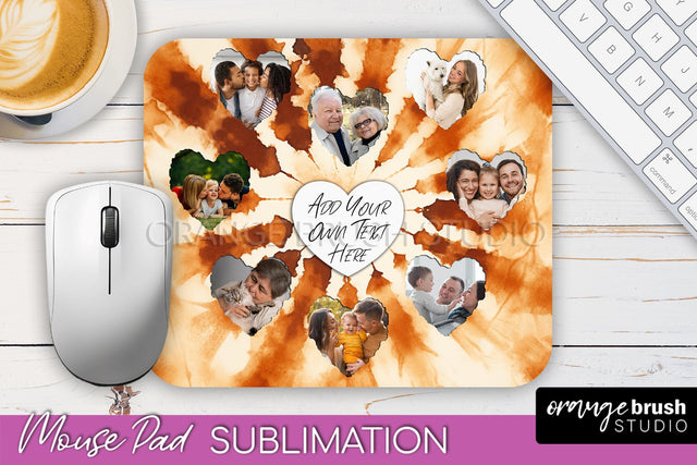 Autumn Tie Dye Photo Frame Mouse Pad PNG, Add Your Picture Sublimation OrangeBrushStudio 
