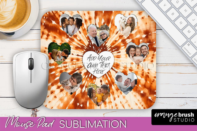 Autumn Tie Dye Photo Frame Mouse Pad PNG, Add Your Picture Sublimation OrangeBrushStudio 