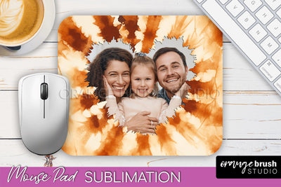Autumn Tie Dye Photo Frame Mouse Pad PNG, Add Your Picture Sublimation OrangeBrushStudio 