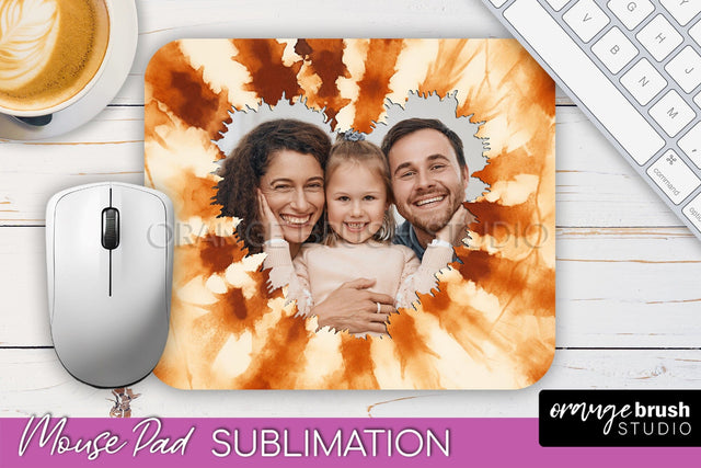 Autumn Tie Dye Photo Frame Mouse Pad PNG, Add Your Picture Sublimation OrangeBrushStudio 