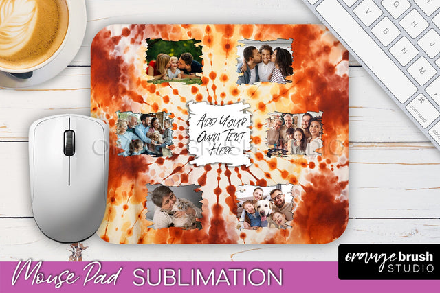 Autumn Tie Dye Photo Frame Mouse Pad PNG, Add Your Picture Sublimation OrangeBrushStudio 