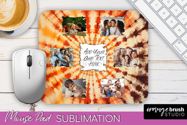 Autumn Tie Dye Photo Frame Mouse Pad PNG, Add Your Picture Sublimation OrangeBrushStudio 