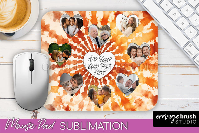 Autumn Tie Dye Photo Frame Mouse Pad PNG, Add Your Picture Sublimation OrangeBrushStudio 