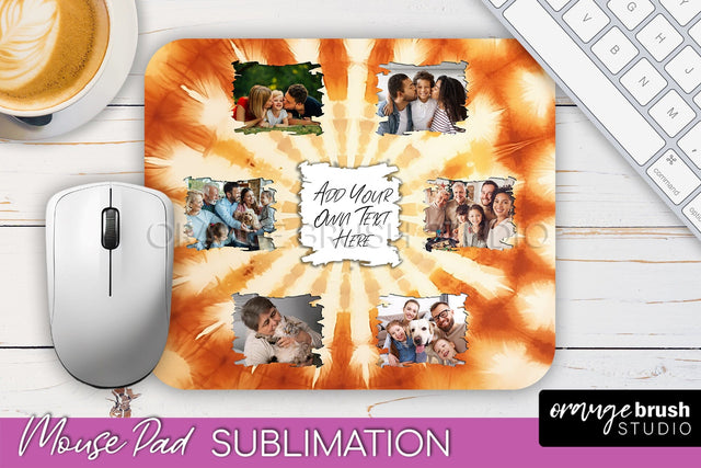 Autumn Tie Dye Photo Frame Mouse Pad PNG, Add Your Picture Sublimation OrangeBrushStudio 