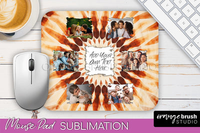 Autumn Tie Dye Photo Frame Mouse Pad PNG, Add Your Picture Sublimation OrangeBrushStudio 