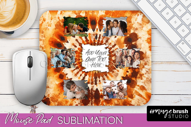 Autumn Tie Dye Photo Frame Mouse Pad PNG, Add Your Picture Sublimation OrangeBrushStudio 