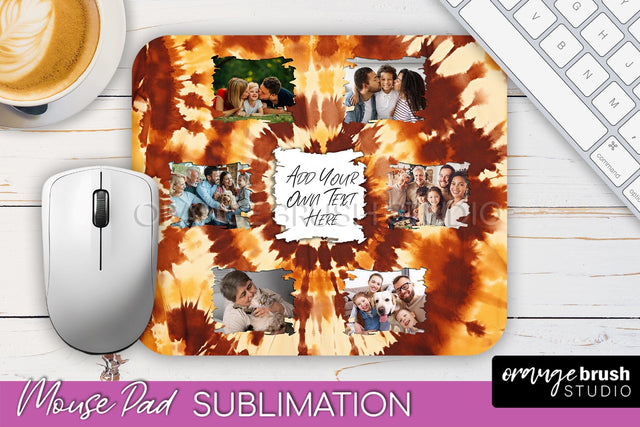 Autumn Tie Dye Photo Frame Mouse Pad PNG, Add Your Picture Sublimation OrangeBrushStudio 