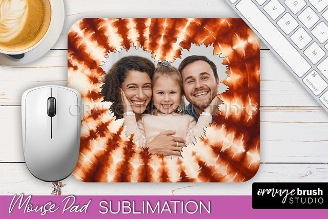 Autumn Tie Dye Photo Frame Mouse Pad PNG, Add Your Picture Sublimation OrangeBrushStudio 