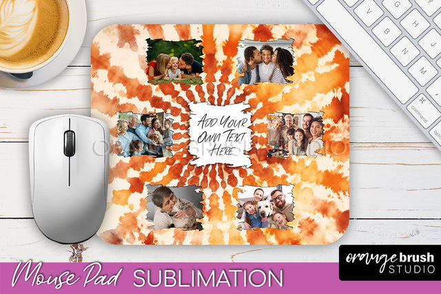 Autumn Tie Dye Photo Frame Mouse Pad PNG, Add Your Picture Sublimation OrangeBrushStudio 