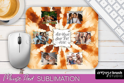 Autumn Tie Dye Photo Frame Mouse Pad PNG, Add Your Picture Sublimation OrangeBrushStudio 