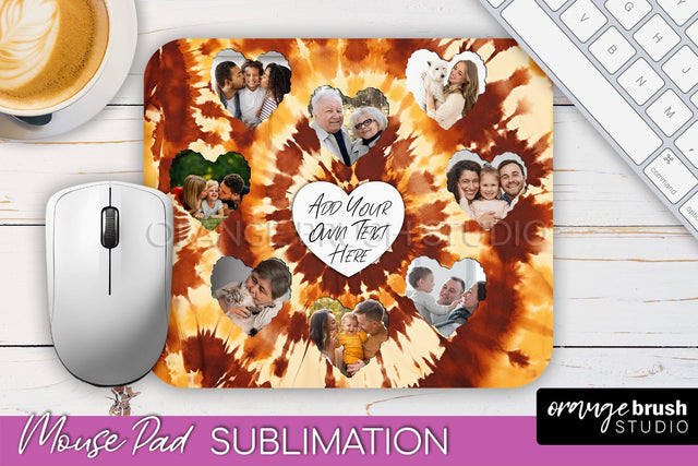 Autumn Tie Dye Photo Frame Mouse Pad PNG, Add Your Picture Sublimation OrangeBrushStudio 