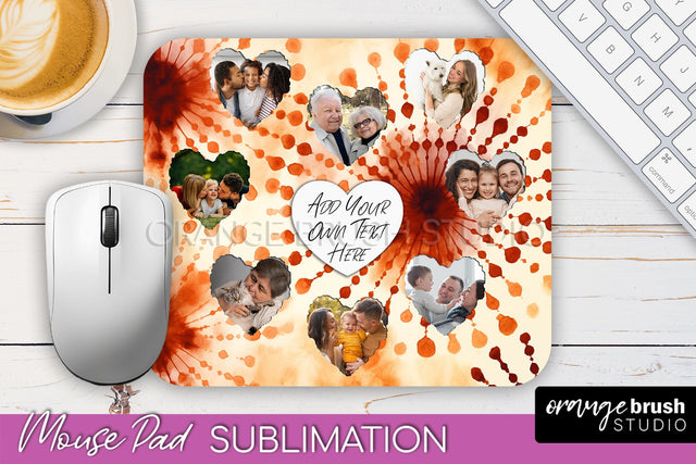 Autumn Tie Dye Photo Frame Mouse Pad PNG, Add Your Picture Sublimation OrangeBrushStudio 