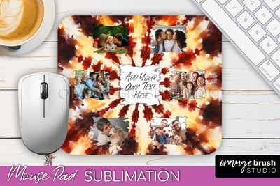 Autumn Tie Dye Photo Frame Mouse Pad PNG, Add Your Picture Sublimation OrangeBrushStudio 