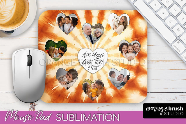 Autumn Tie Dye Photo Frame Mouse Pad PNG, Add Your Picture Sublimation OrangeBrushStudio 