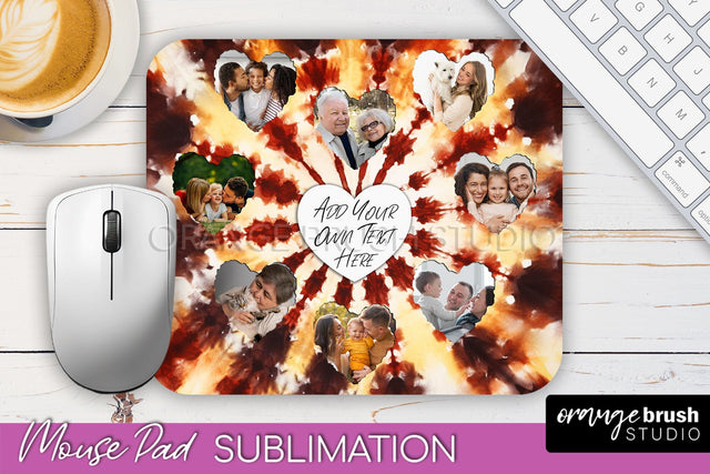 Autumn Tie Dye Photo Frame Mouse Pad PNG, Add Your Picture Sublimation OrangeBrushStudio 