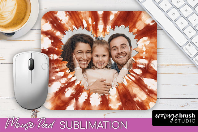 Autumn Tie Dye Photo Frame Mouse Pad PNG, Add Your Picture Sublimation OrangeBrushStudio 