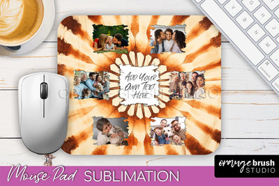 Autumn Tie Dye Photo Frame Mouse Pad PNG, Add Your Picture Sublimation OrangeBrushStudio 