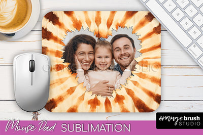 Autumn Tie Dye Photo Frame Mouse Pad PNG, Add Your Picture Sublimation OrangeBrushStudio 