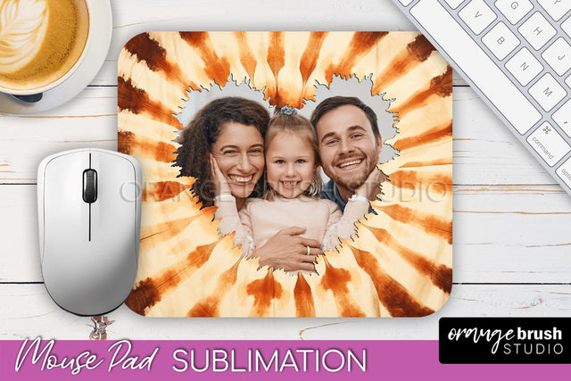 Autumn Tie Dye Photo Frame Mouse Pad PNG, Add Your Picture Sublimation OrangeBrushStudio 