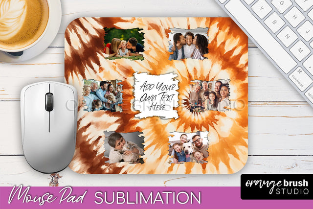 Autumn Tie Dye Photo Frame Mouse Pad PNG, Add Your Picture Sublimation OrangeBrushStudio 