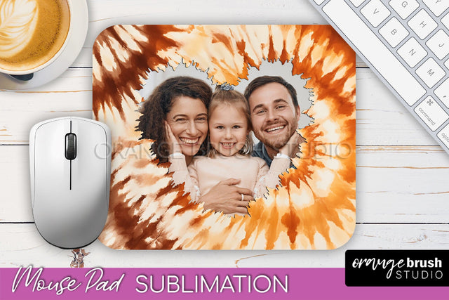 Autumn Tie Dye Photo Frame Mouse Pad PNG, Add Your Picture Sublimation OrangeBrushStudio 