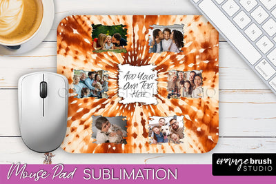 Autumn Tie Dye Photo Frame Mouse Pad PNG, Add Your Picture Sublimation OrangeBrushStudio 